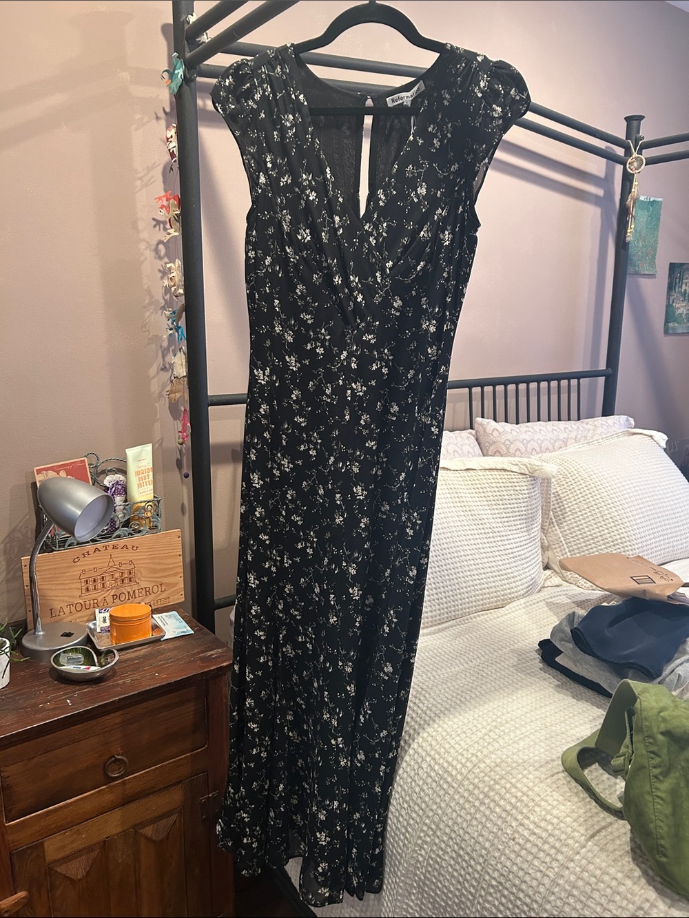 Reformation Black Floral Maxi Dress